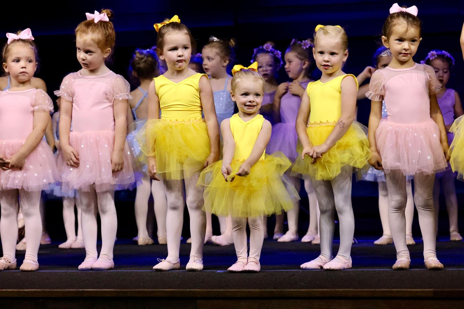 The full company of young dancers on stage at the Spring Recital