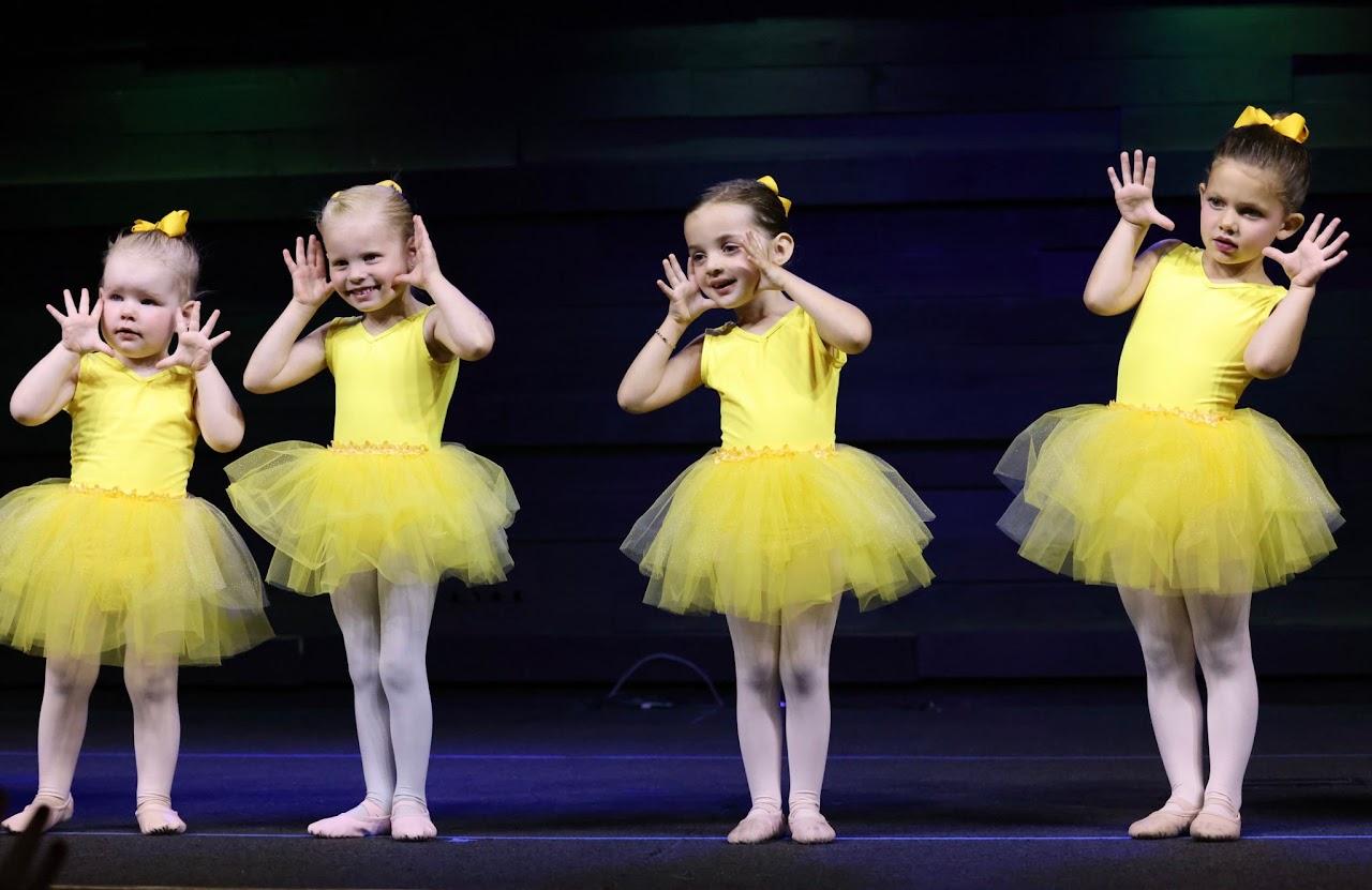 Dancers in costume on stage at the Spring Recital